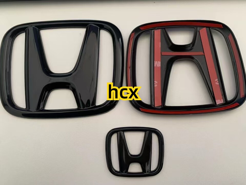For HOND-A Civi-c 3PCS Glossy Black Front Griile Emblem Re 2022-2025