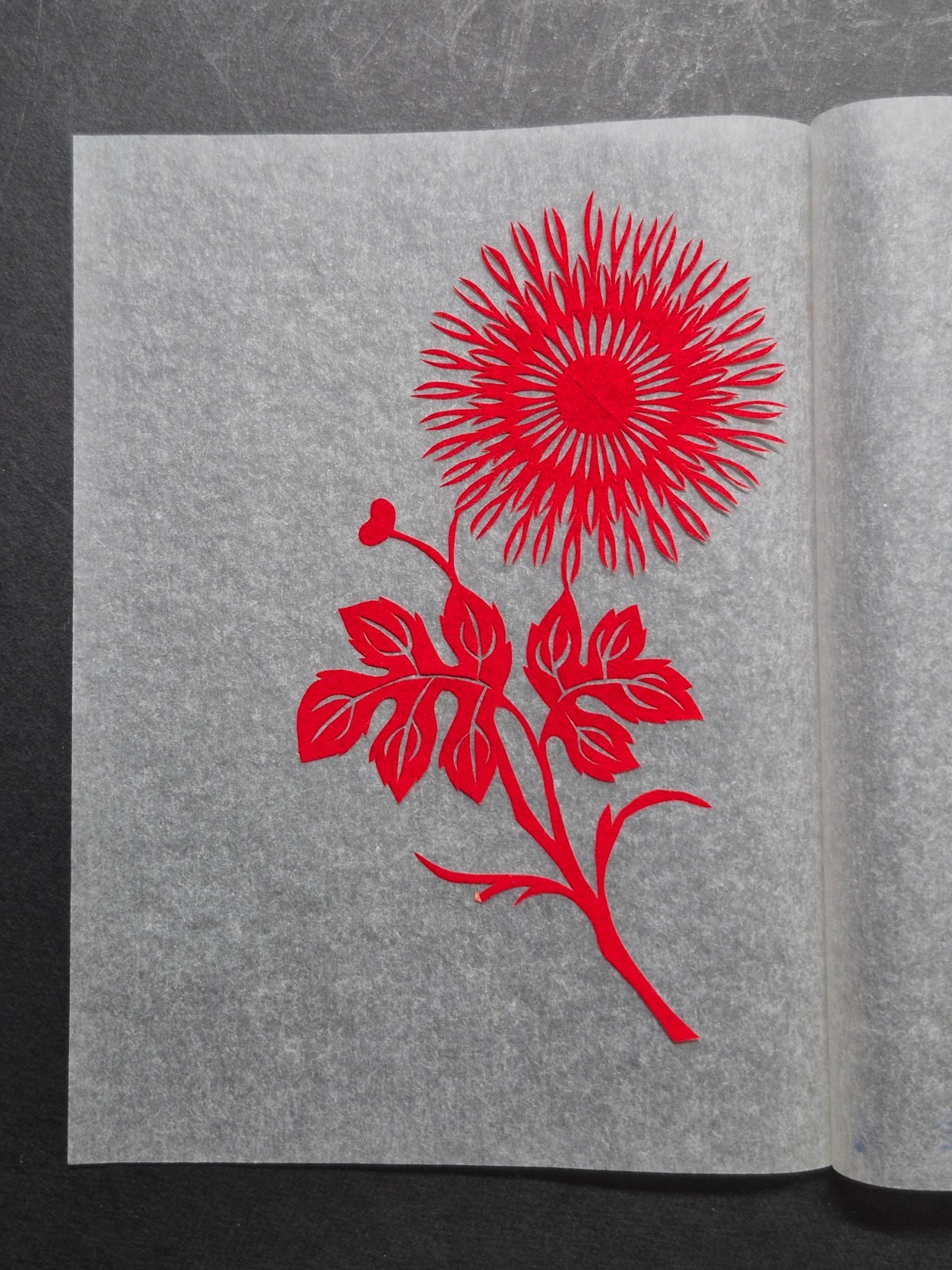 Unused Set of 10 Chinese Folk Art Red Paper cuts Botanical Flowers Designed