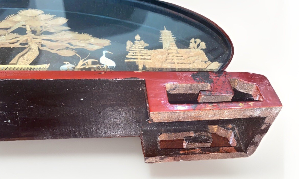 Vintage Large Chinese Cork Art In Glass Box Birds Garden Soothing Scenery 14” L