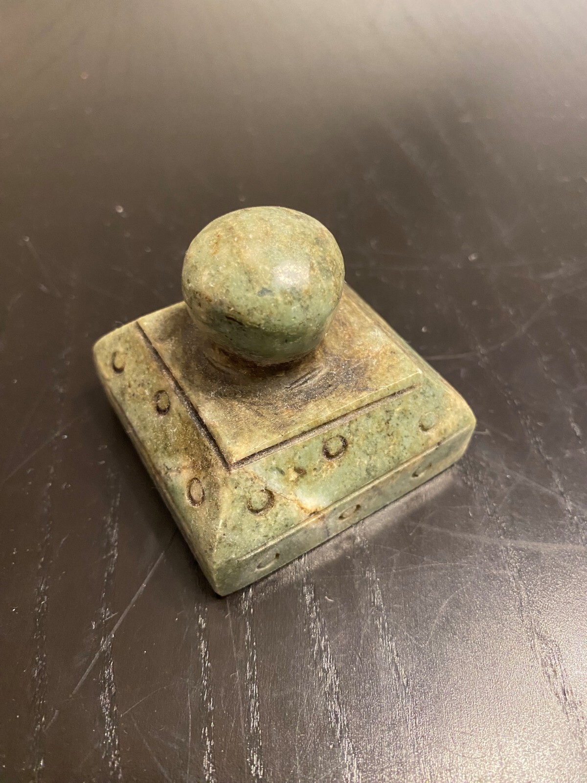 Square-shape stone stamp carved with Chinese characters