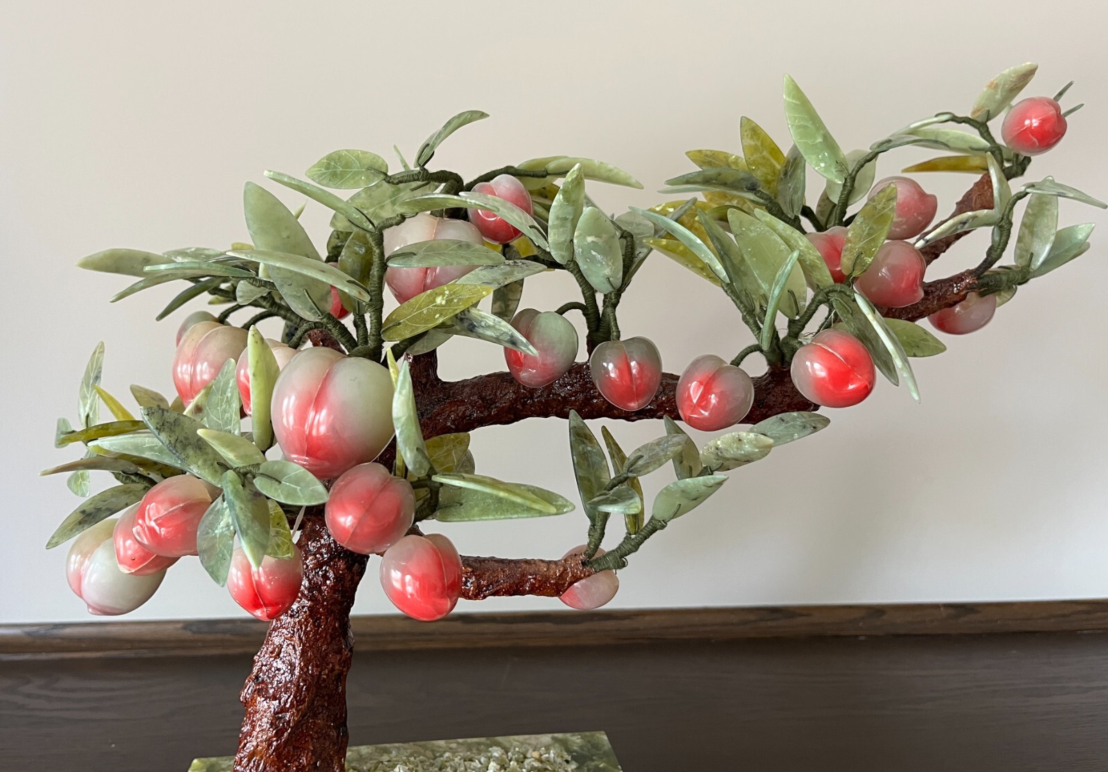 Chinese Carved jade Gemstone Peach Tree ,BonsaiTree 1970-1980