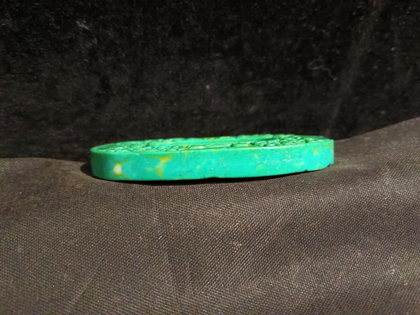 Good Quality Chinese Old Turquoise Hand Carved Bi 2Faces Pendant