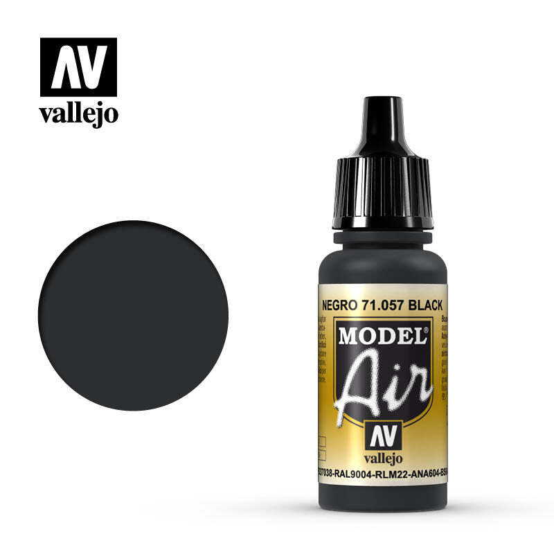 Vallejo 71057 Model Air Black Acrylic Paint 17ml – US