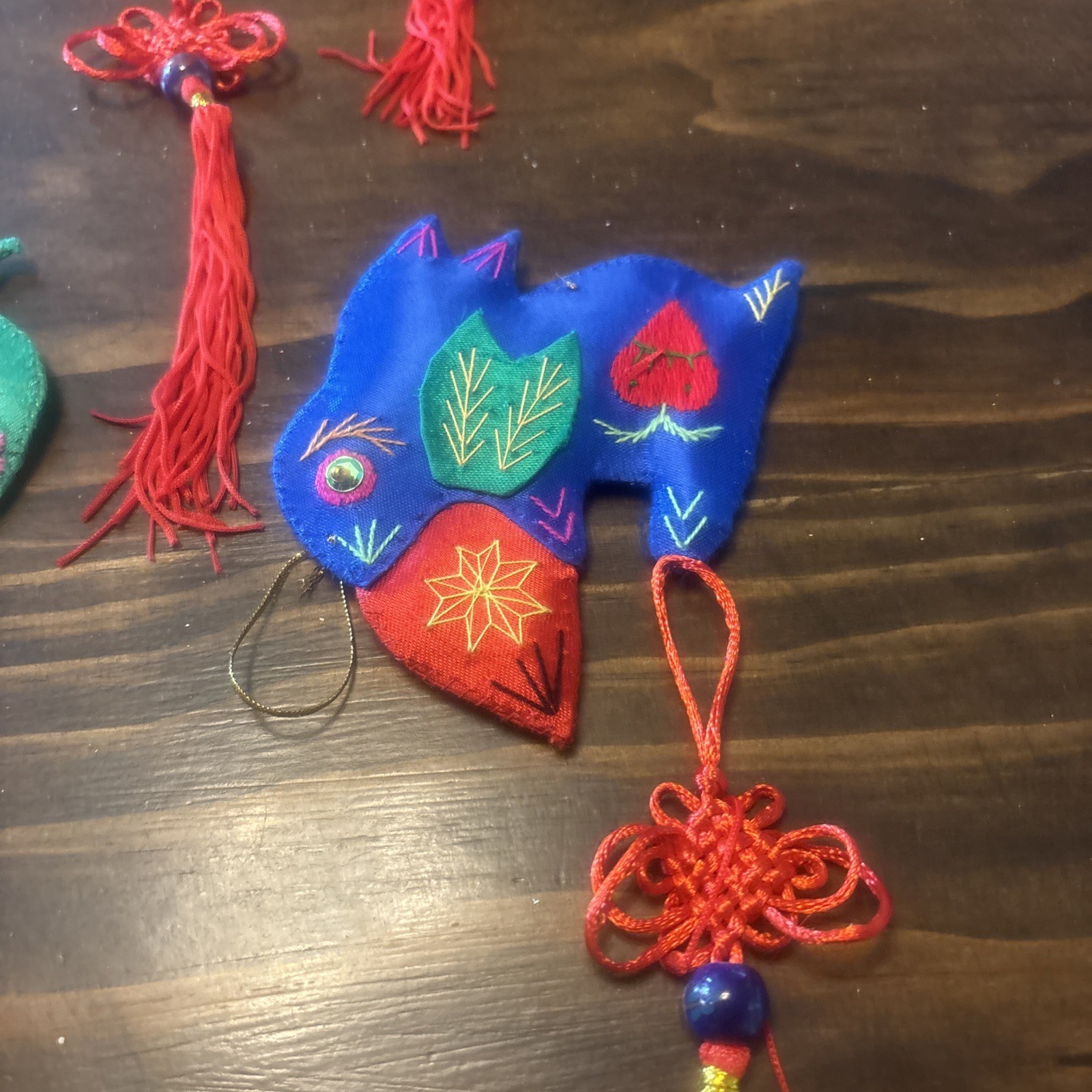 12 Handmade Chinese Embroidered Silk Animal Ornaments