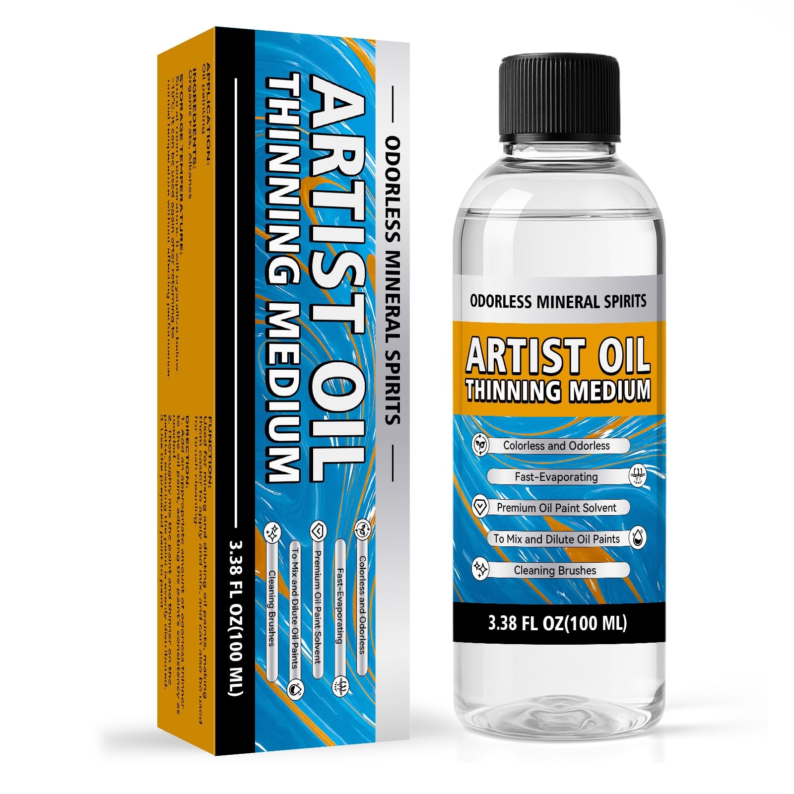Odorless Mineral Spirits 100ml Oil Paint Thinner Solvent for Brush Cleaning