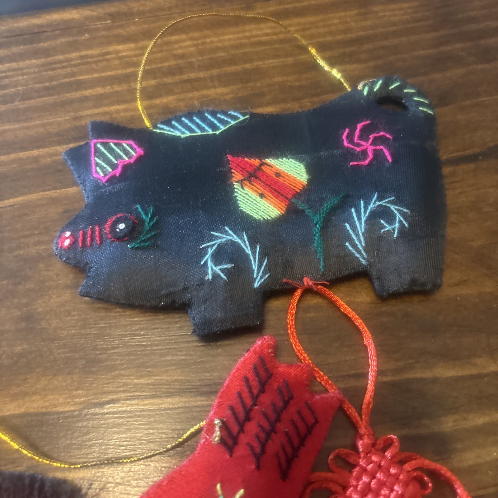 12 Handmade Chinese Embroidered Silk Animal Ornaments