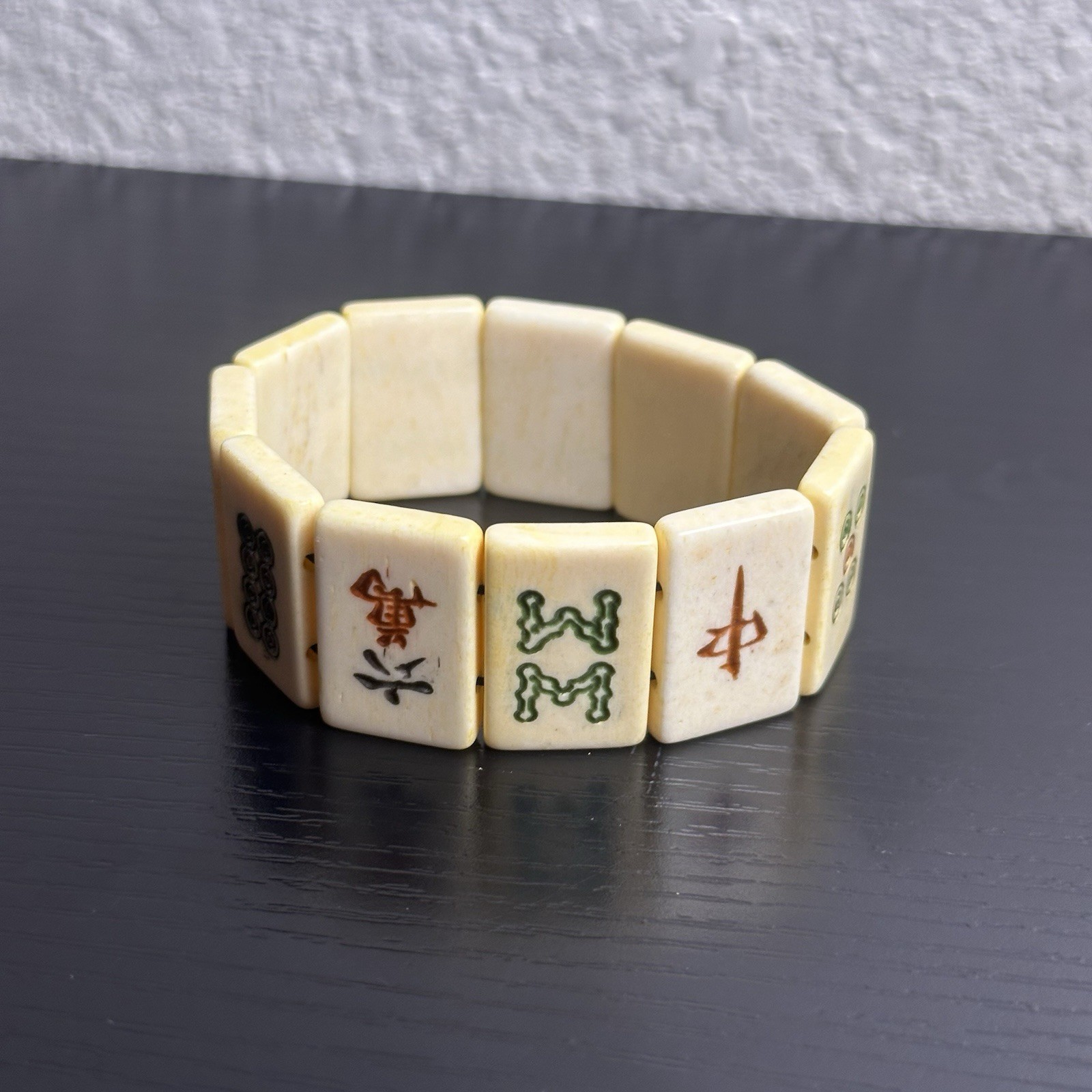 Vintage Mahjong Gambling Amulet [1950s ~ Mahjong Gambling Amulet] Natural Bone