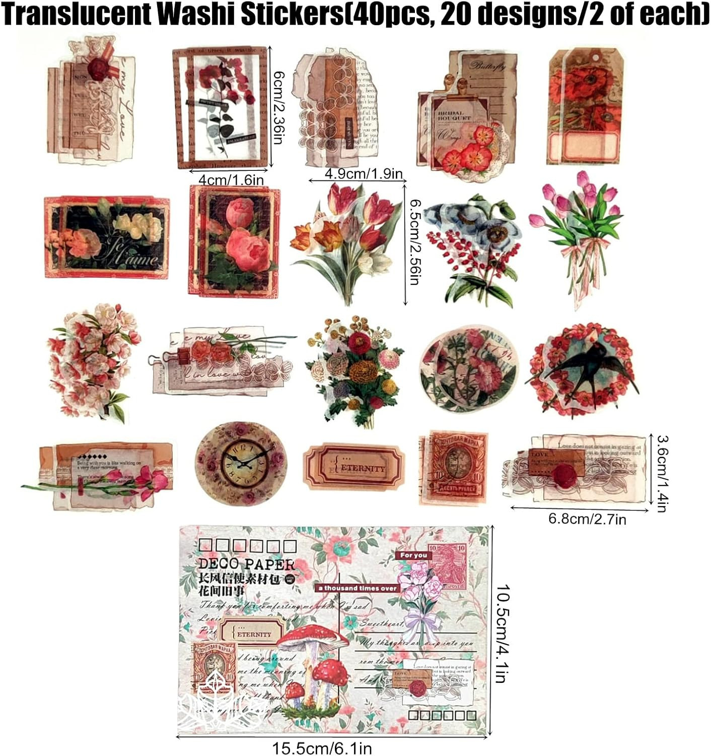 100 PCS Vintage Ephemera Pack Journaling Scrapbooking Supplies Scrapbook Sticker