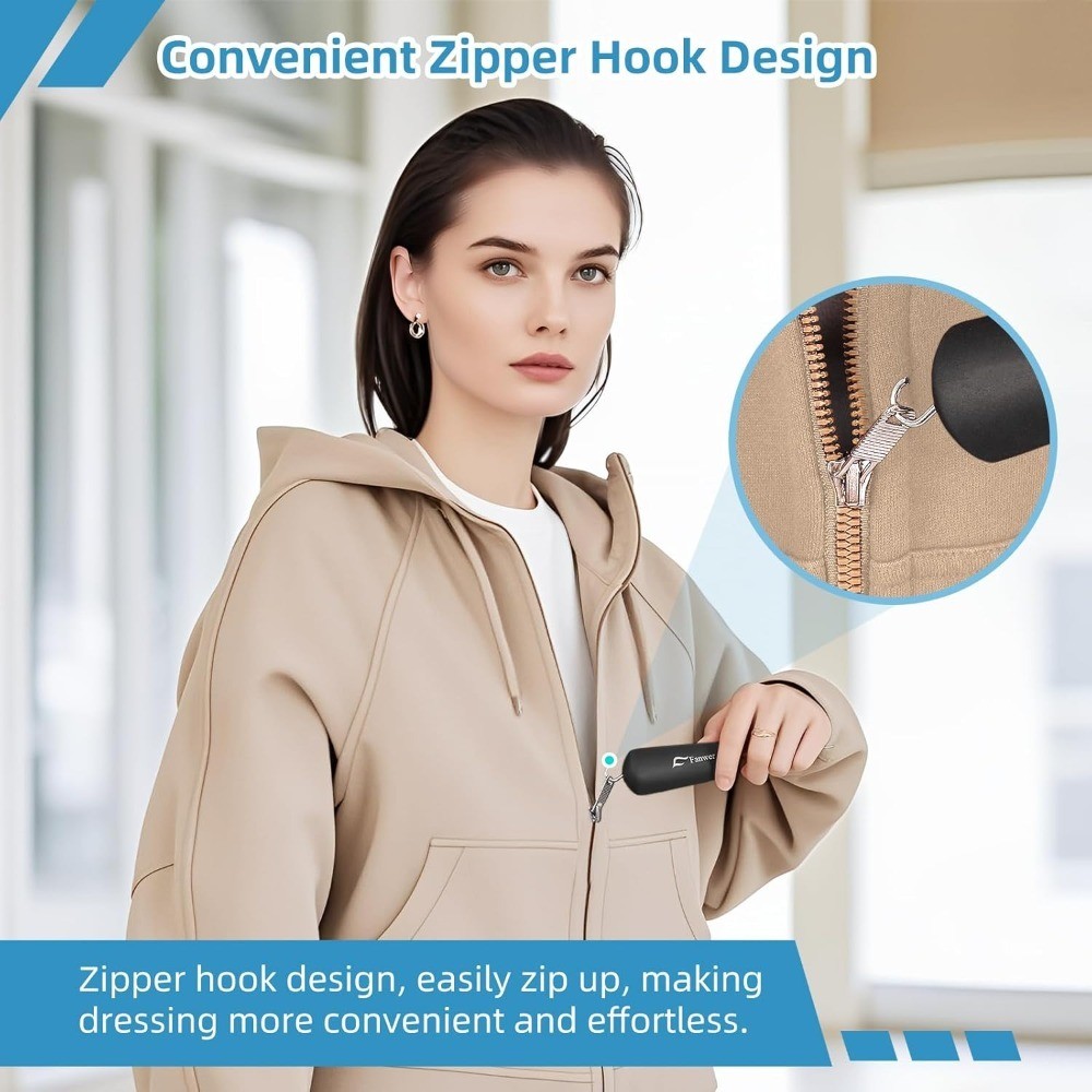 Button Hook and Zipper Pull Aid for One Handed Dressing Assistance