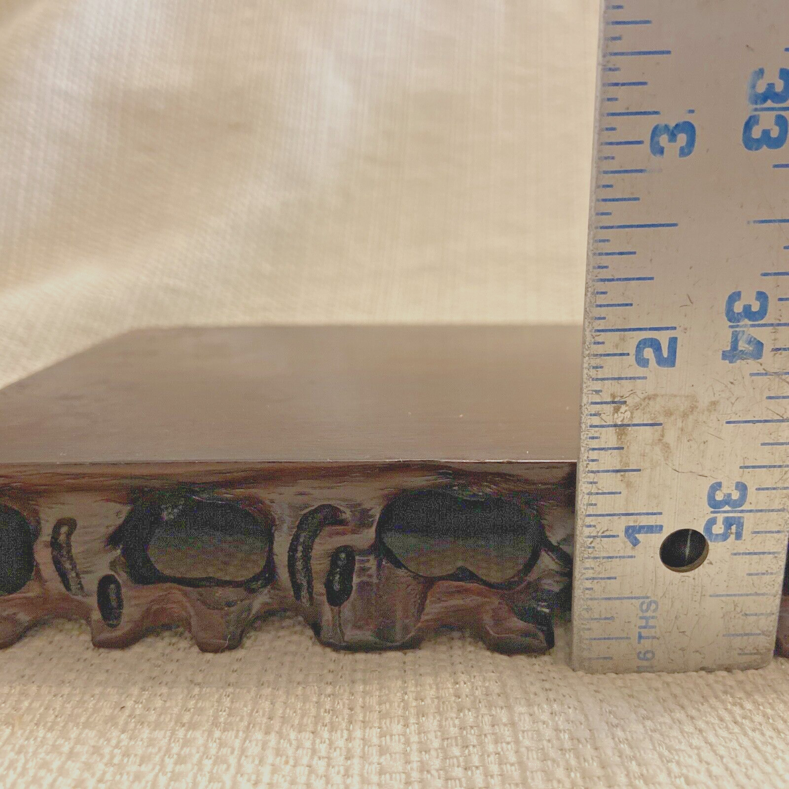 VTG 7.5″ UNIQUE CARVED WOOD RECTANGULAR VASE LAMP JAR BONSAI PLANT STAND BASE