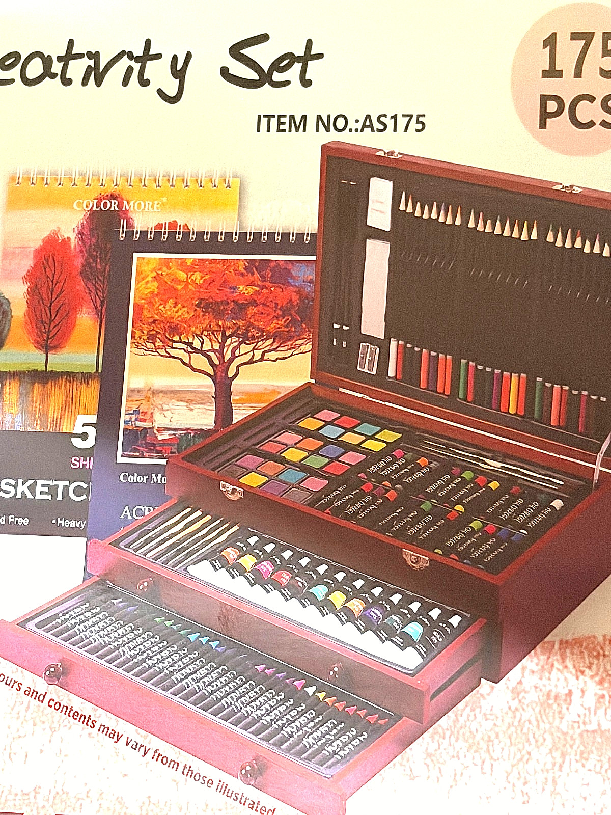 👍175 Peice Complete Art Set with Deluxe Wooden Box DRAW PAINT Low Price