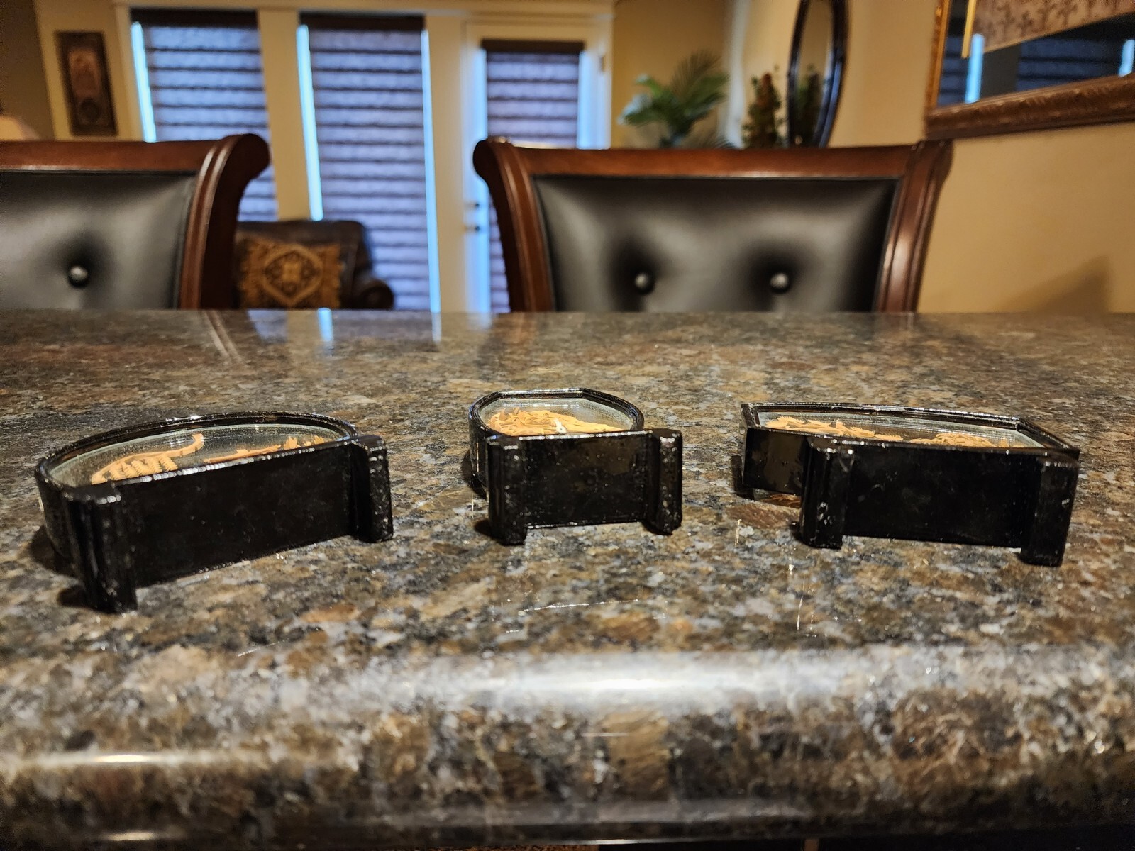 Chinese Cork 3D Carving Pagoda Cranes Diorama Lacquer Frames Lot of 3