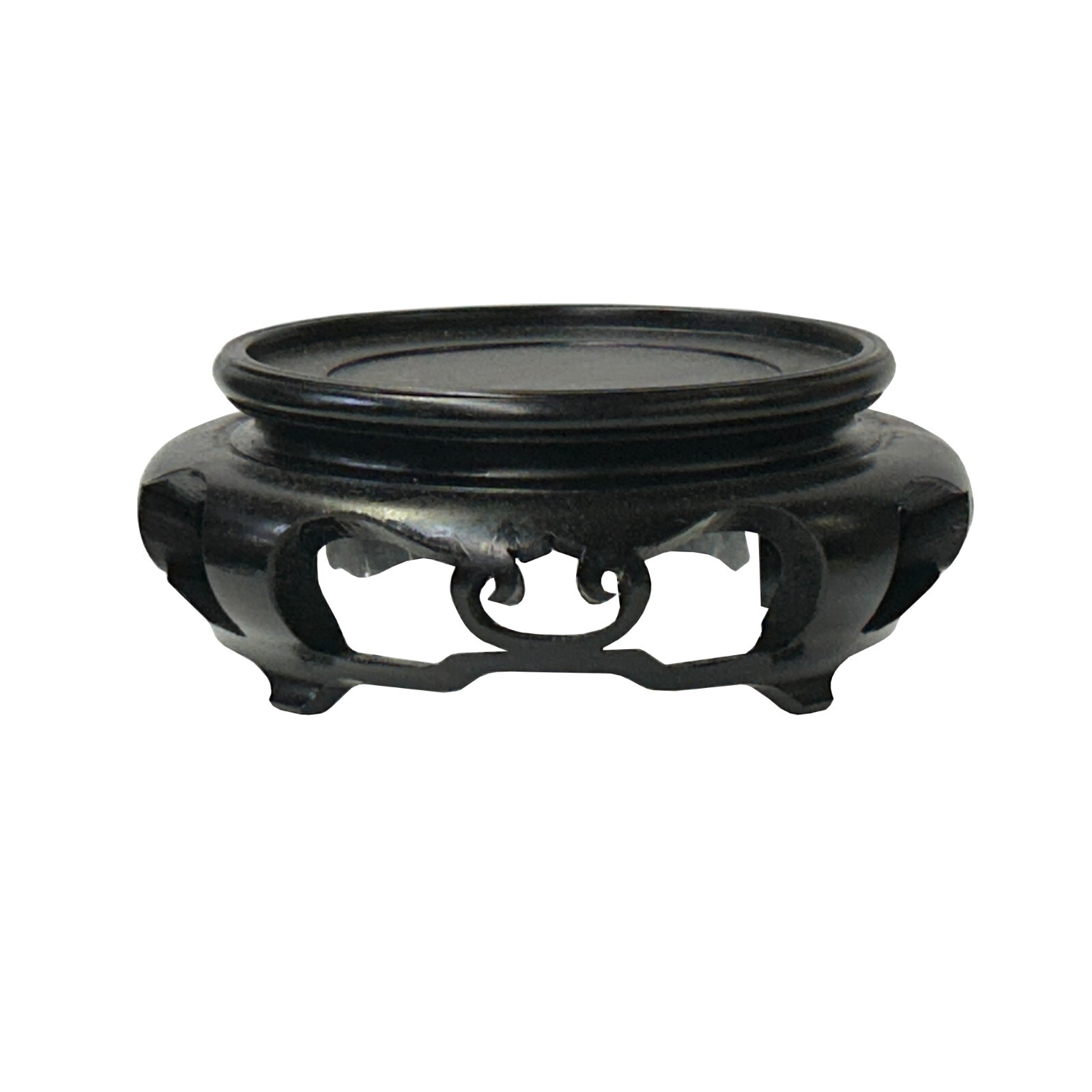 6″ Chinese Black Wood Round Legs Table Top Stand Display Easel Riser ws3983