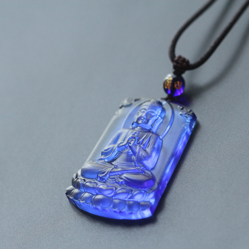 48MM Chinese Coloured Glaze Carving Buddhism tathagata Buddha Amulet Pendant