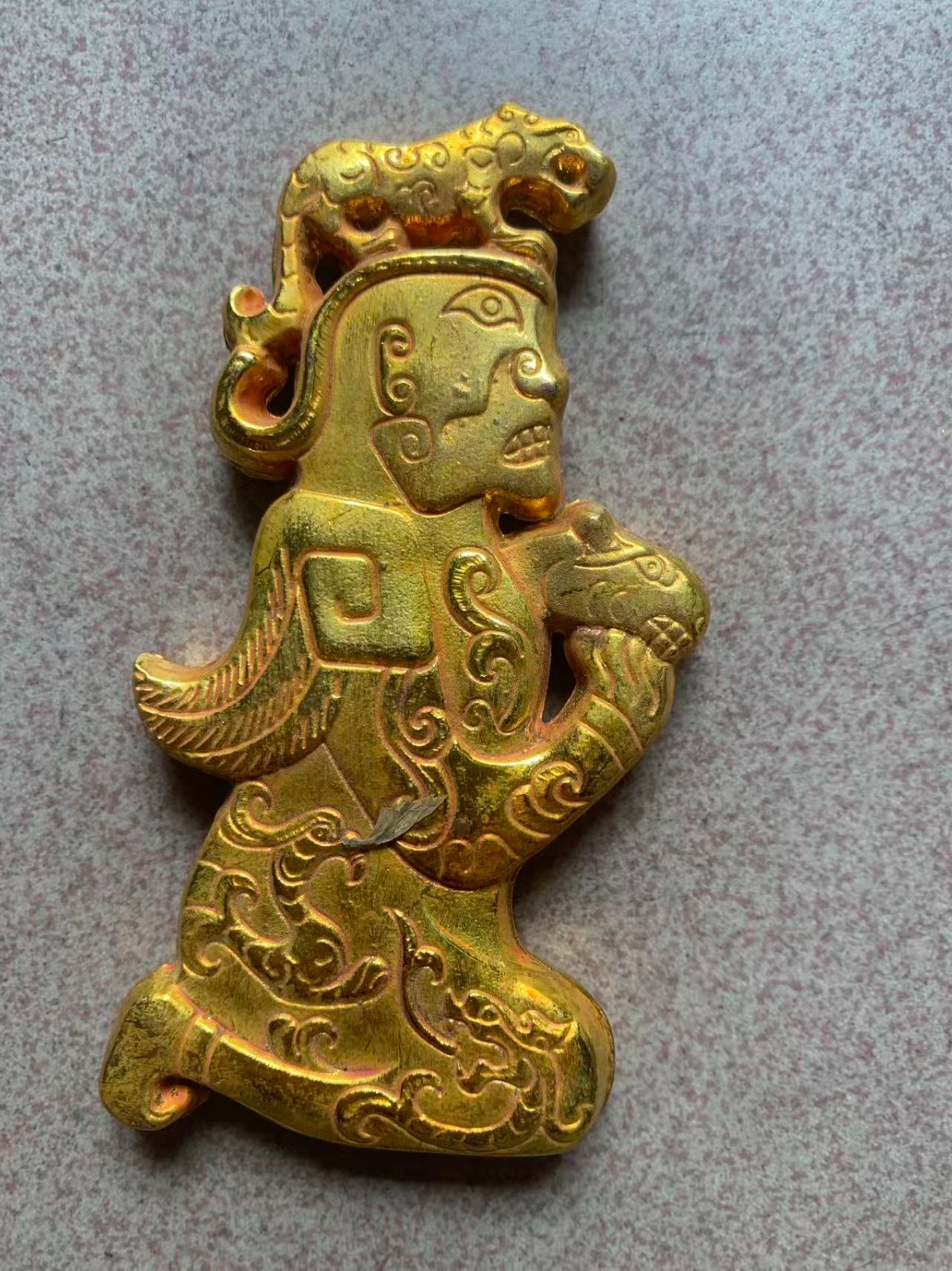 WOW Chinese Bronze Gold-Plated Hand Made *Figure* Military Tally
