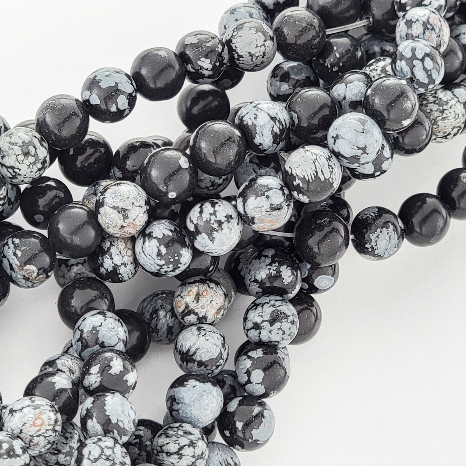 Snowflake Obsidian Black Gray Gemstone 4mm 6mm 8mm 10mm Natural Smooth Round