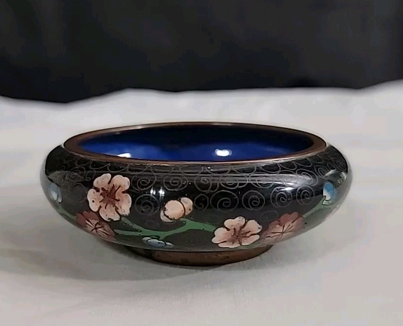 Chinese Cloisonné Black & Blue Enamel Chinese Republic Period 1910-20s