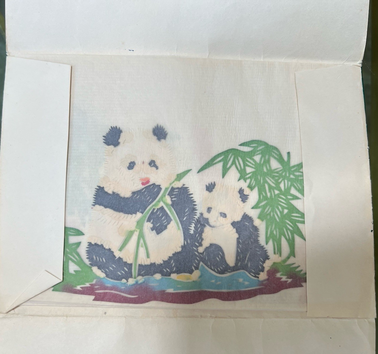 Set Of 2 Chinese Paper Cuts Horse And Panda Cutouts
