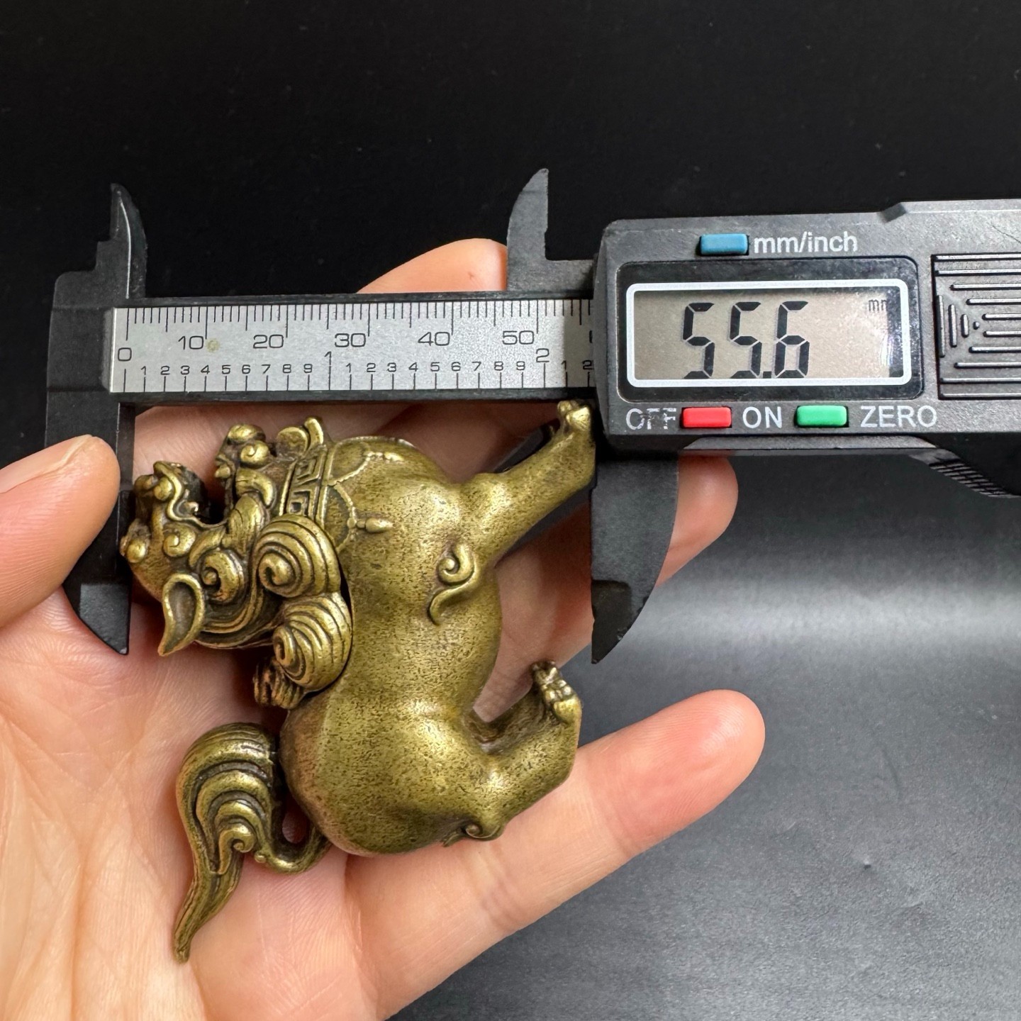 Vintage Brass Qilin Incense Burner Mini Kylin Censer Feng Shui Wealth Ornament