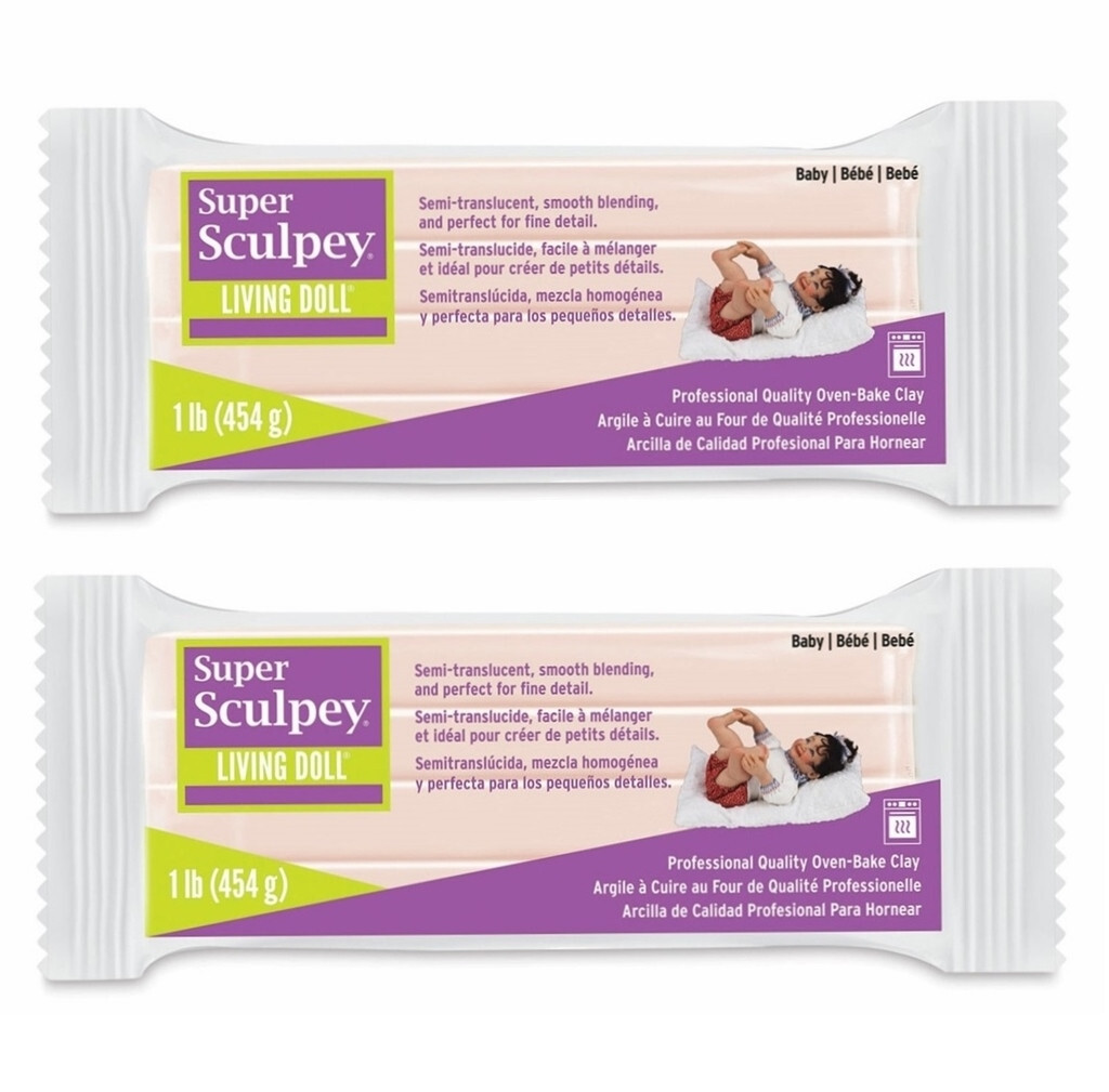 M02093x2 MOREZMORE 1 lb Living Doll BABY Polymer Oven-Bake Clay Super Sculpey