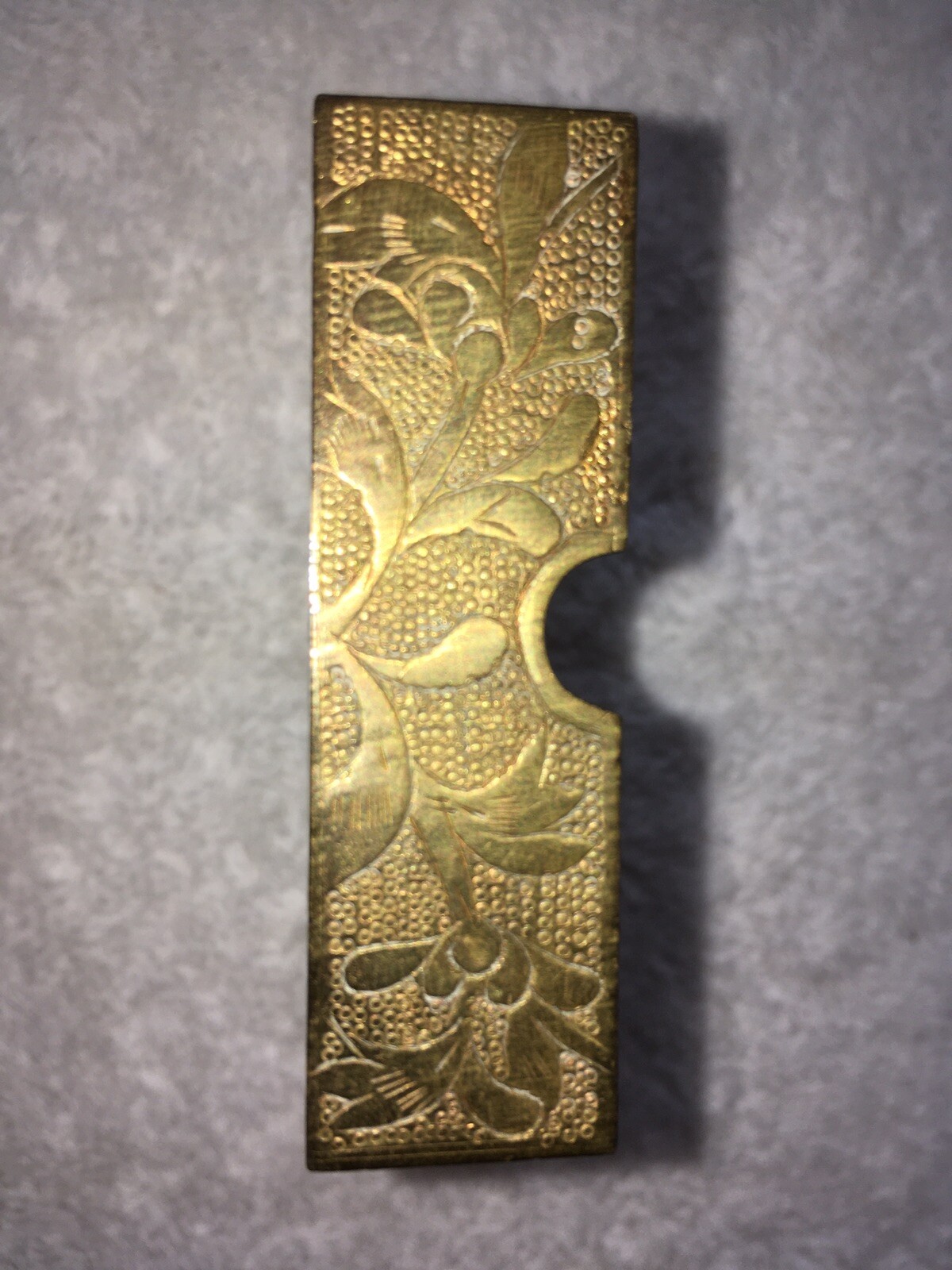 Vintage Chinese Carved Stone & Brass Ash Tray, 3” x 2-3/8” x 3/4” H