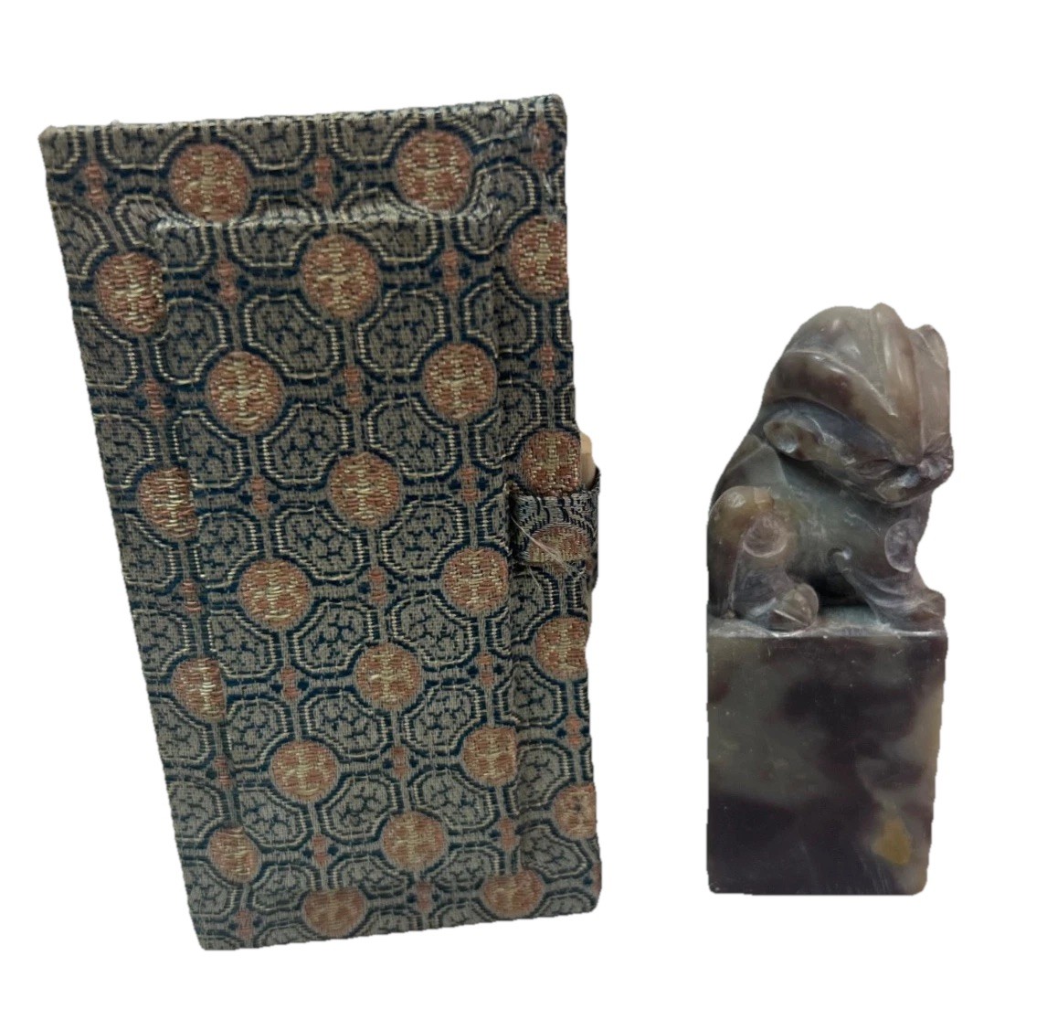 Vintage Carved Chinese Soapstone Seal Foo Dog Lion 1.5”sq x 3.5” Tall