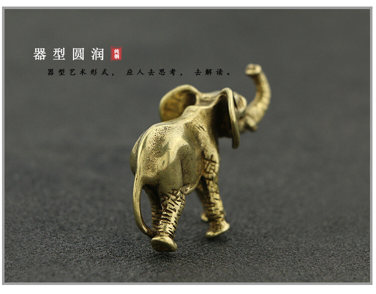 Antique Solid Pure Copper Mini Elephant Ornaments Tea Pet Desktop Ornaments Coll