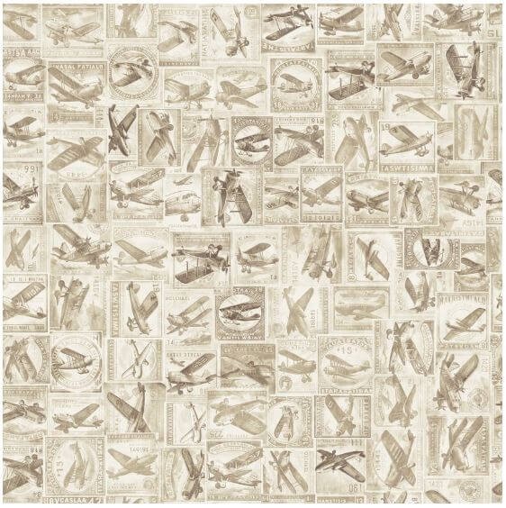 Flying High Vintage Aviation Tonal Cotton Fabric