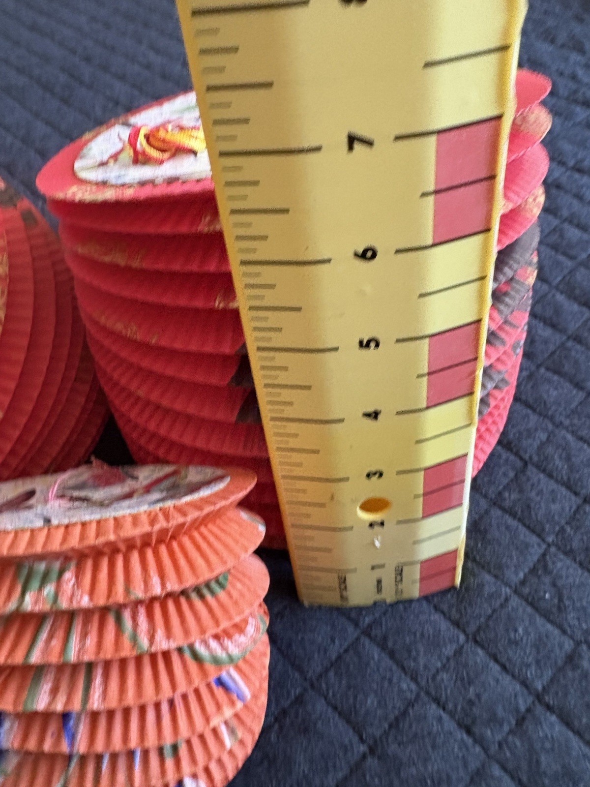 Lot-3 Mid Century Chinese Red Paper Lanterns Prosperity Festival Bright Future