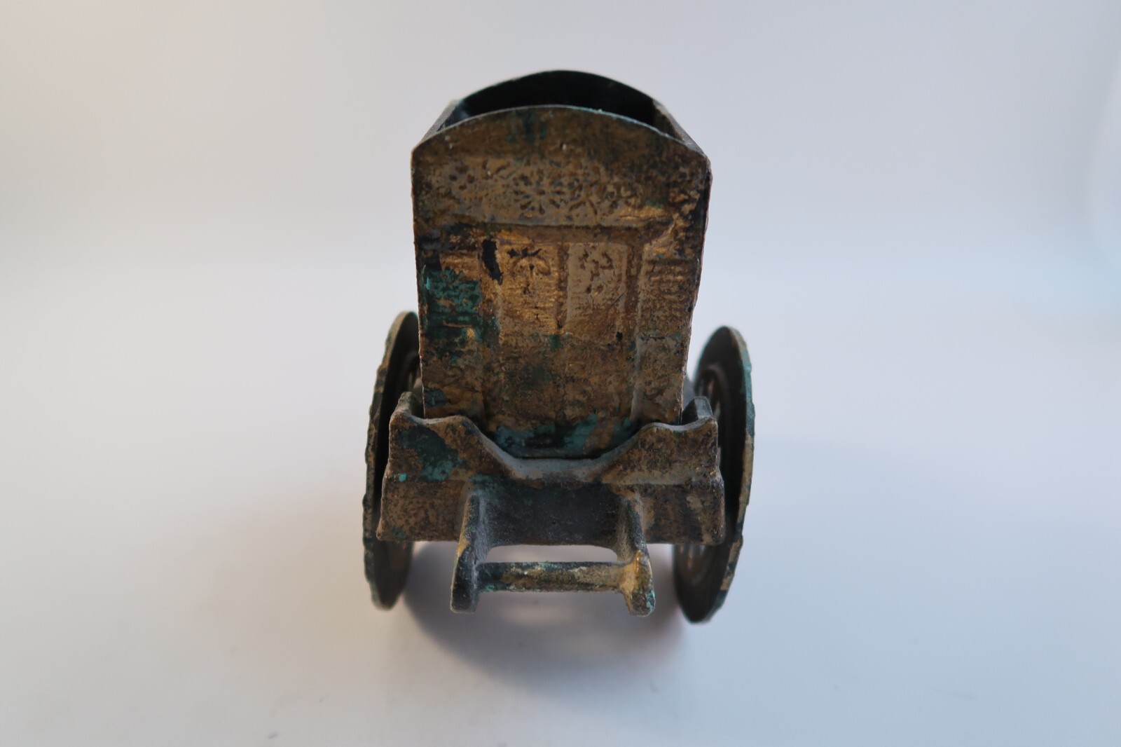 Vintage Asian Rickshaw Figurine Cart Metal Trinket Jewelry Box – Removable Lid