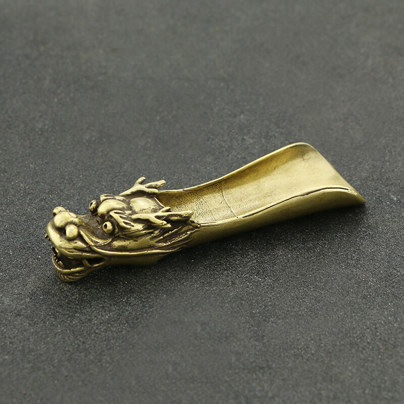 12cm Ceremony Tea Station Accessories Chinese Pure Copper Dragon Tea Spoon Tea