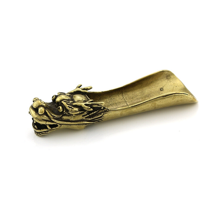12cm Ceremony Tea Station Accessories Chinese Pure Copper Dragon Tea Spoon Tea