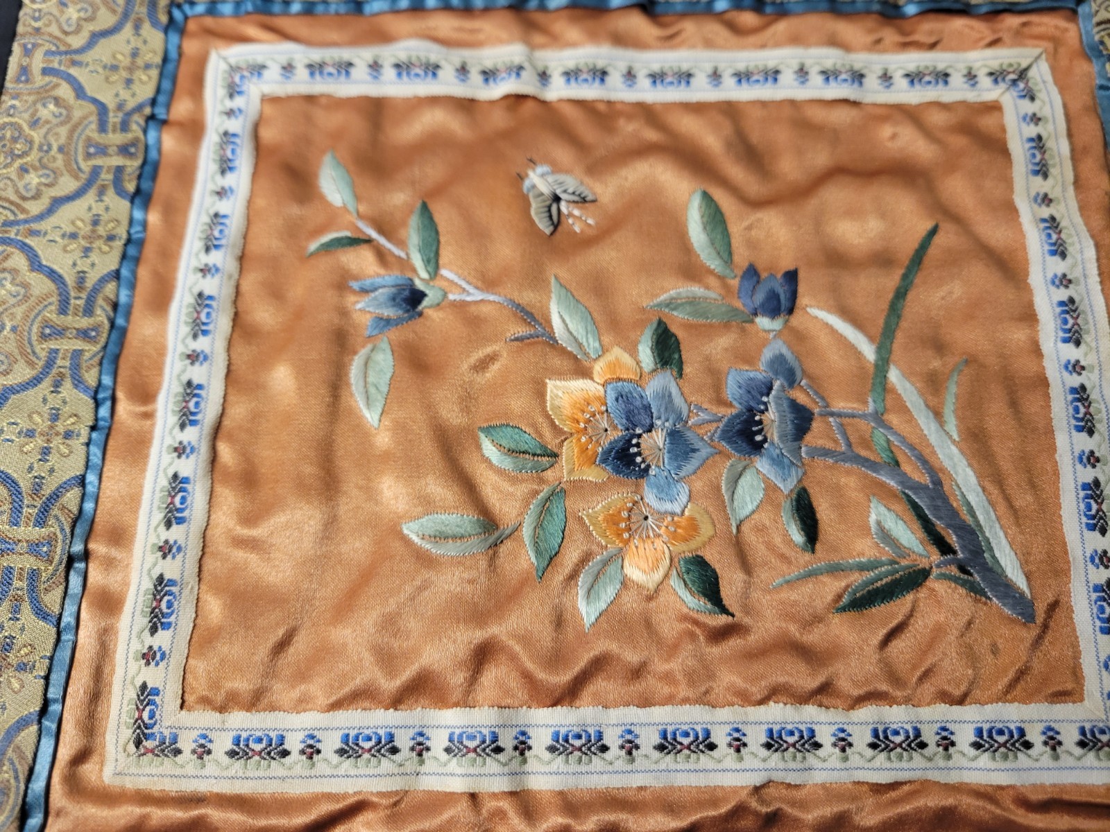2 vintage Dun Huang Beijing silk embroidered tapestry panels with…
