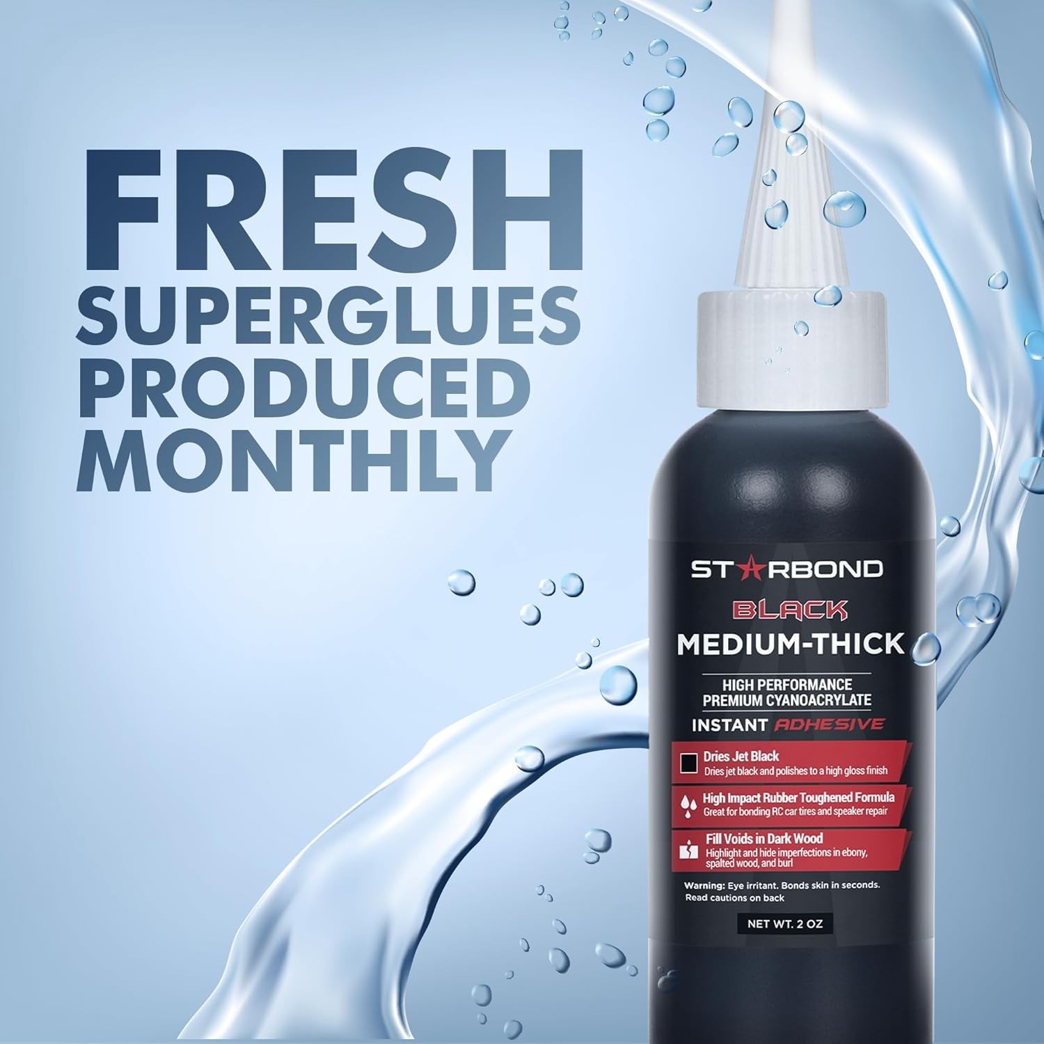 Starbond 2 oz. Black Medium-Thick – Super Glue (Premium Cyanoacrylate CA Glue)