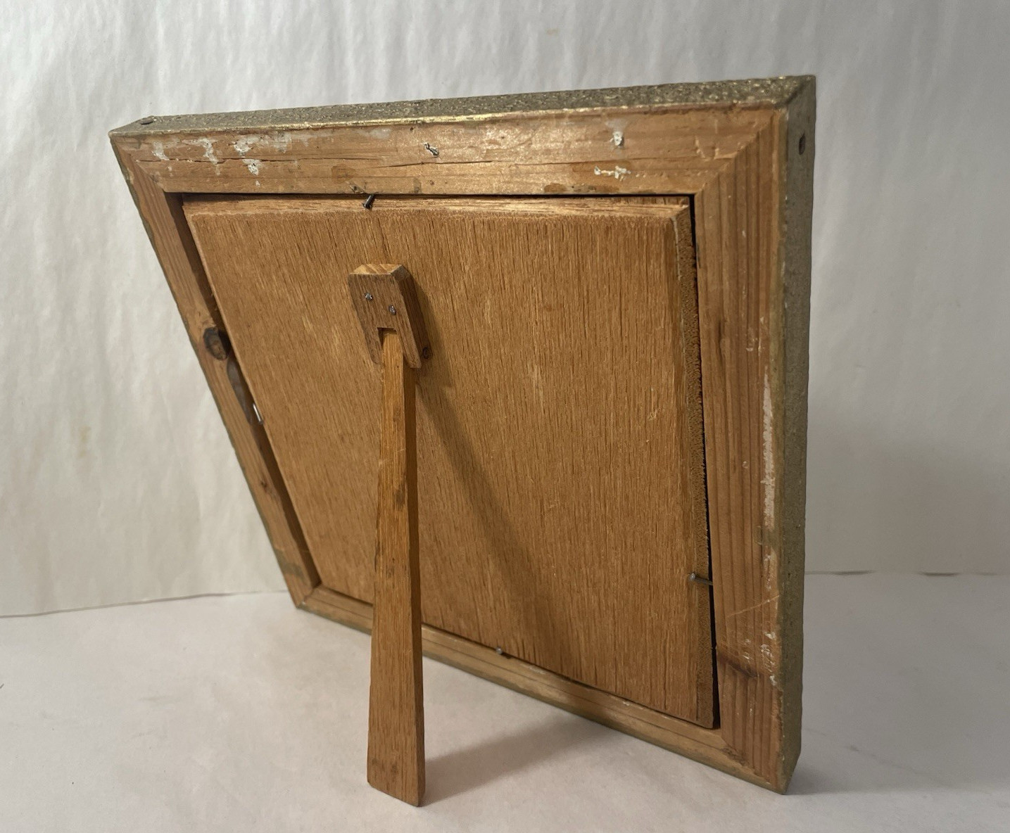Vintage Chinese Cork Diorama Shadowbox Landscape Gold Frame 10×10” AS IS