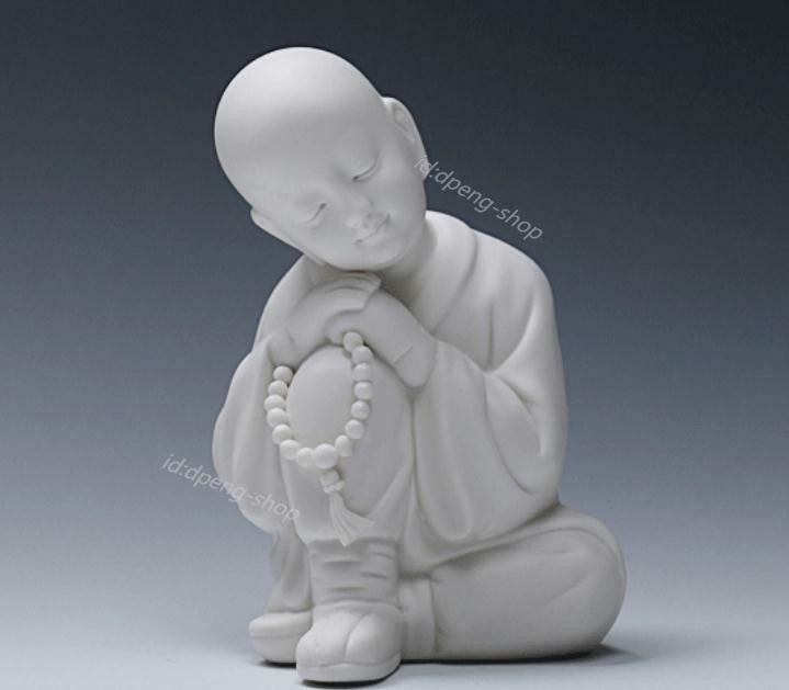 6.4″China White Porcelain Ceramics Lovable Little Monk Figurine Statue Statues59