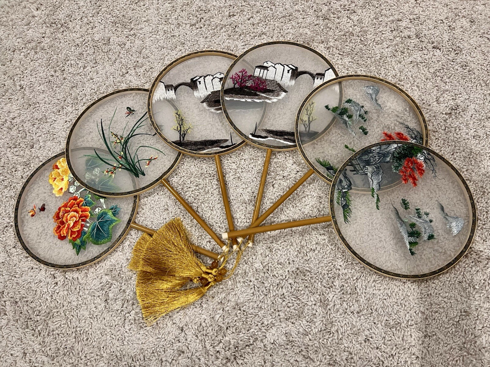 Chinese embroidery round fan double-sided embroidery Multi-style
