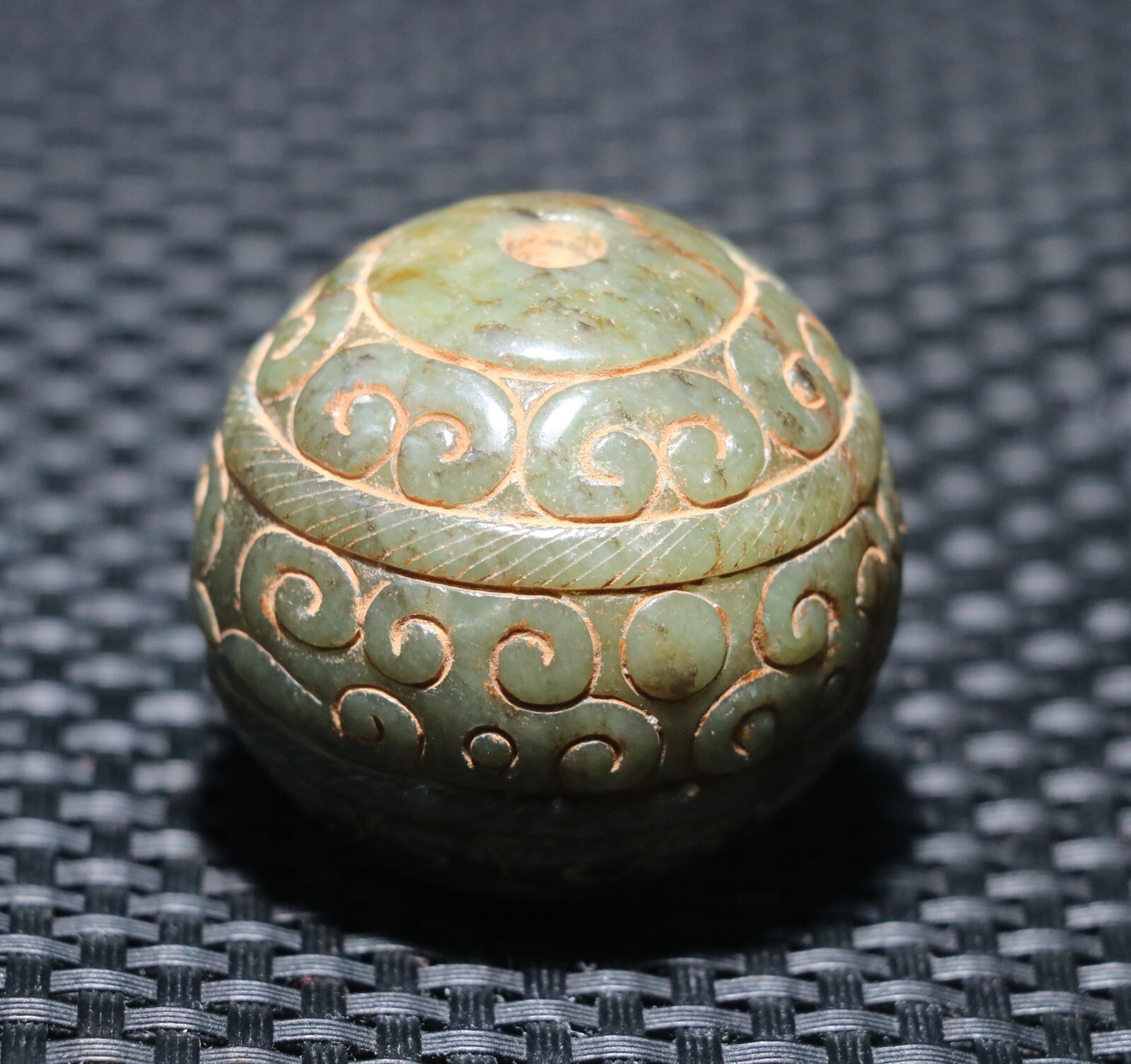 Exquisite Chinese Hetian Old JADE Linking Fortune Large Ball Sphere 40MM Amulet