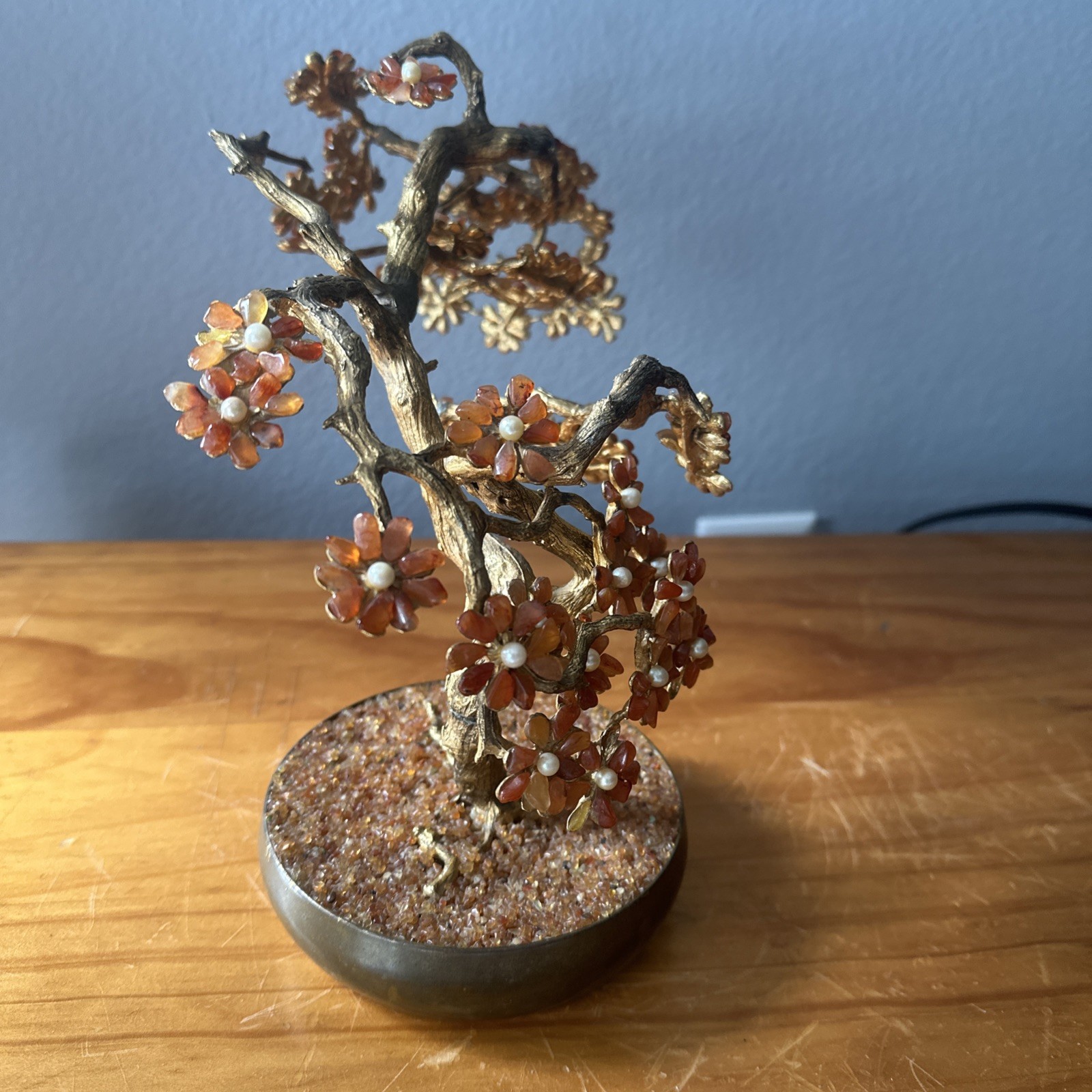 Vintage Antique Chinese Orange Carnelian Bonsai Tree