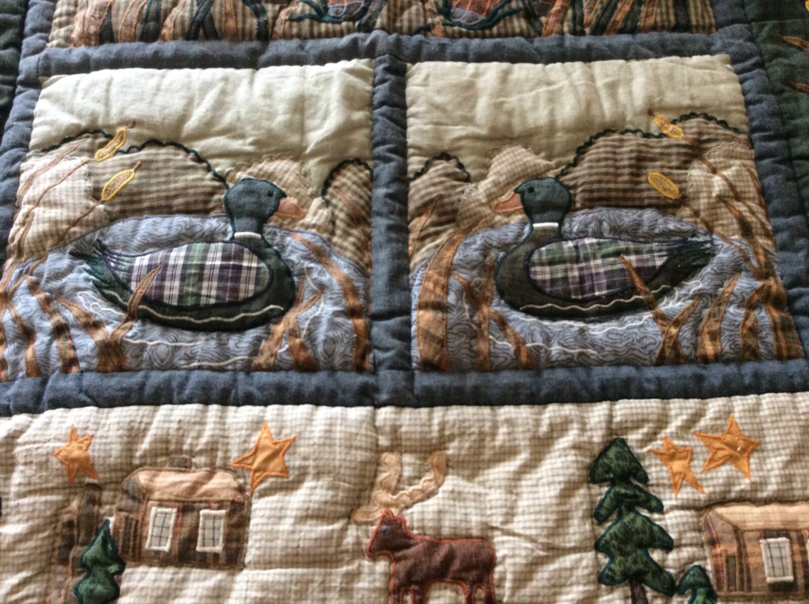 MOOSE IN THE FOREST WALL HANGING EMBROIDERED PATCHWORK 54″ X 64″