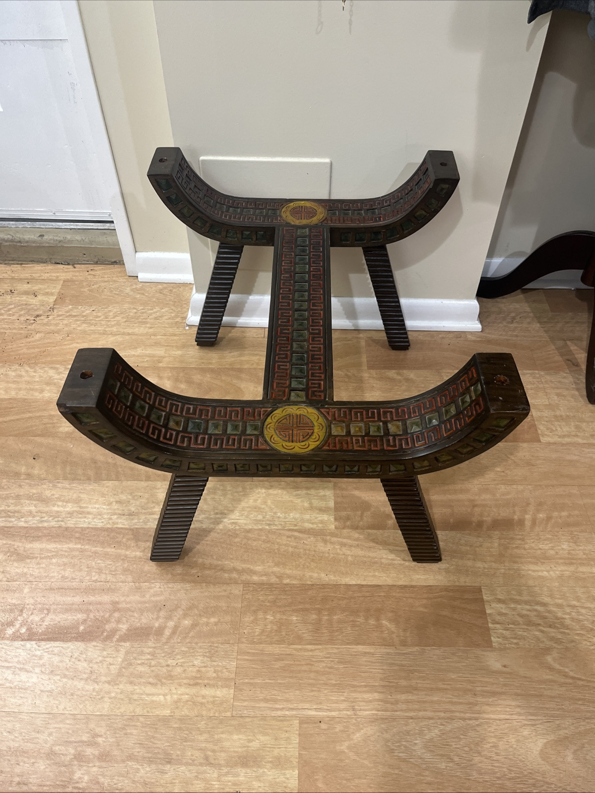 Unique Chinese Asian Carved Wood Coffee Table / Side Table Without The Glass VTG