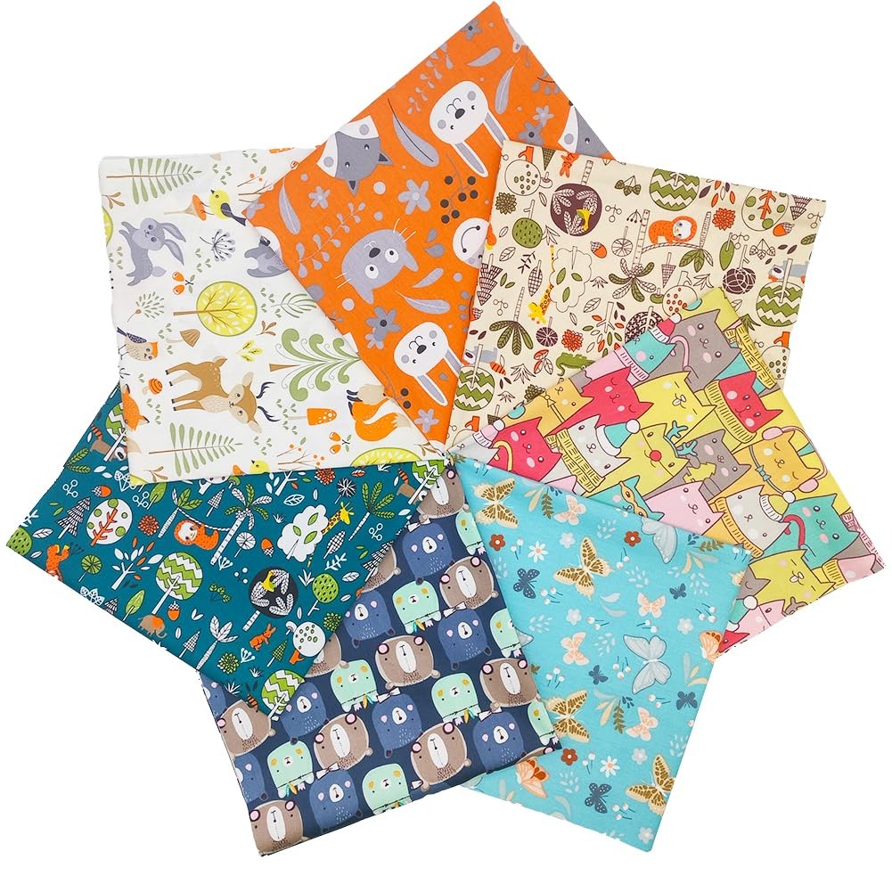 Fat Quarters Fabric Bundles, 7 Pcs 100% Cotton 19.69” x 19.69” (50cmx50cm)