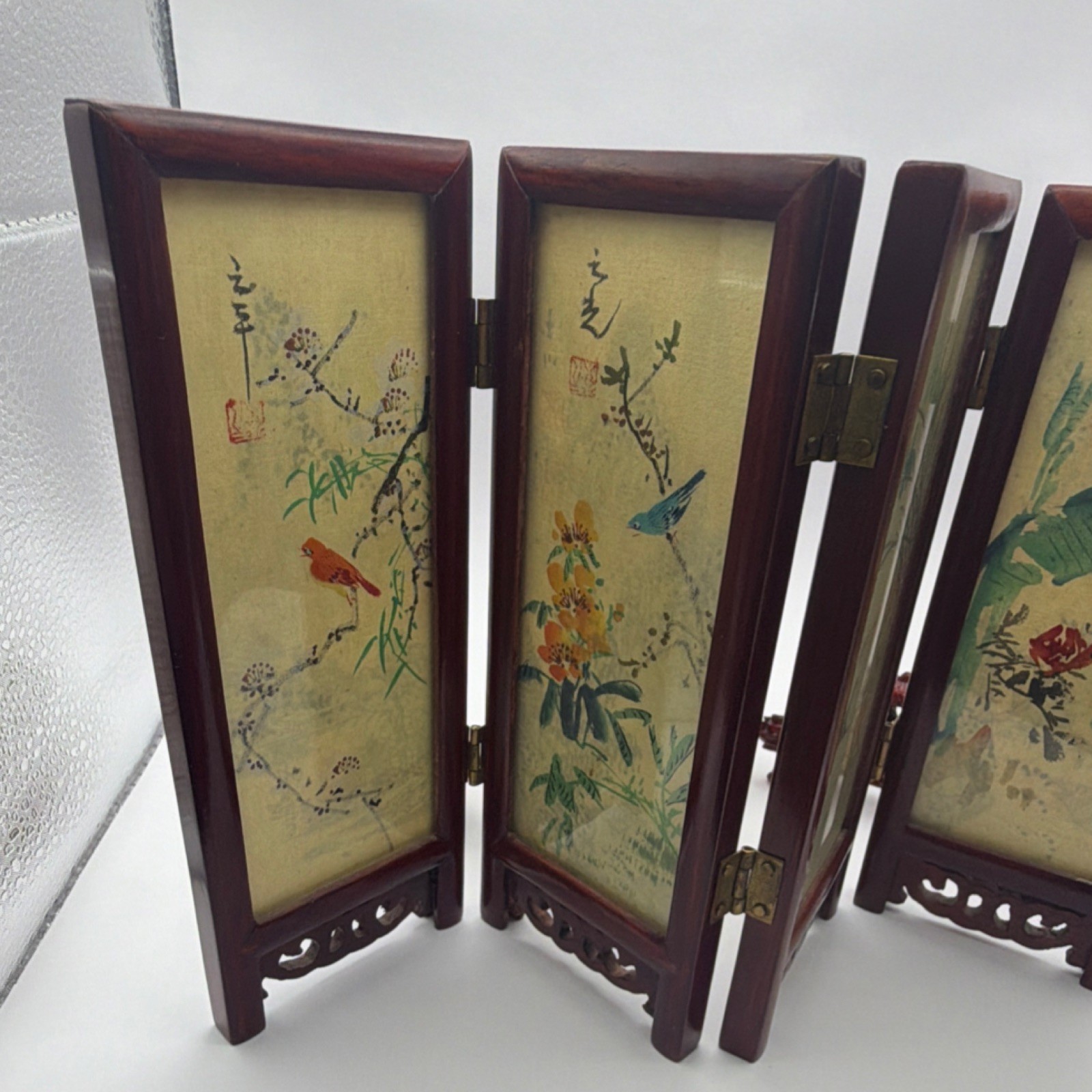 Antique Chinese Handmade Collectible Set: Vase, Teapot, Dragon, Elephant, Screen