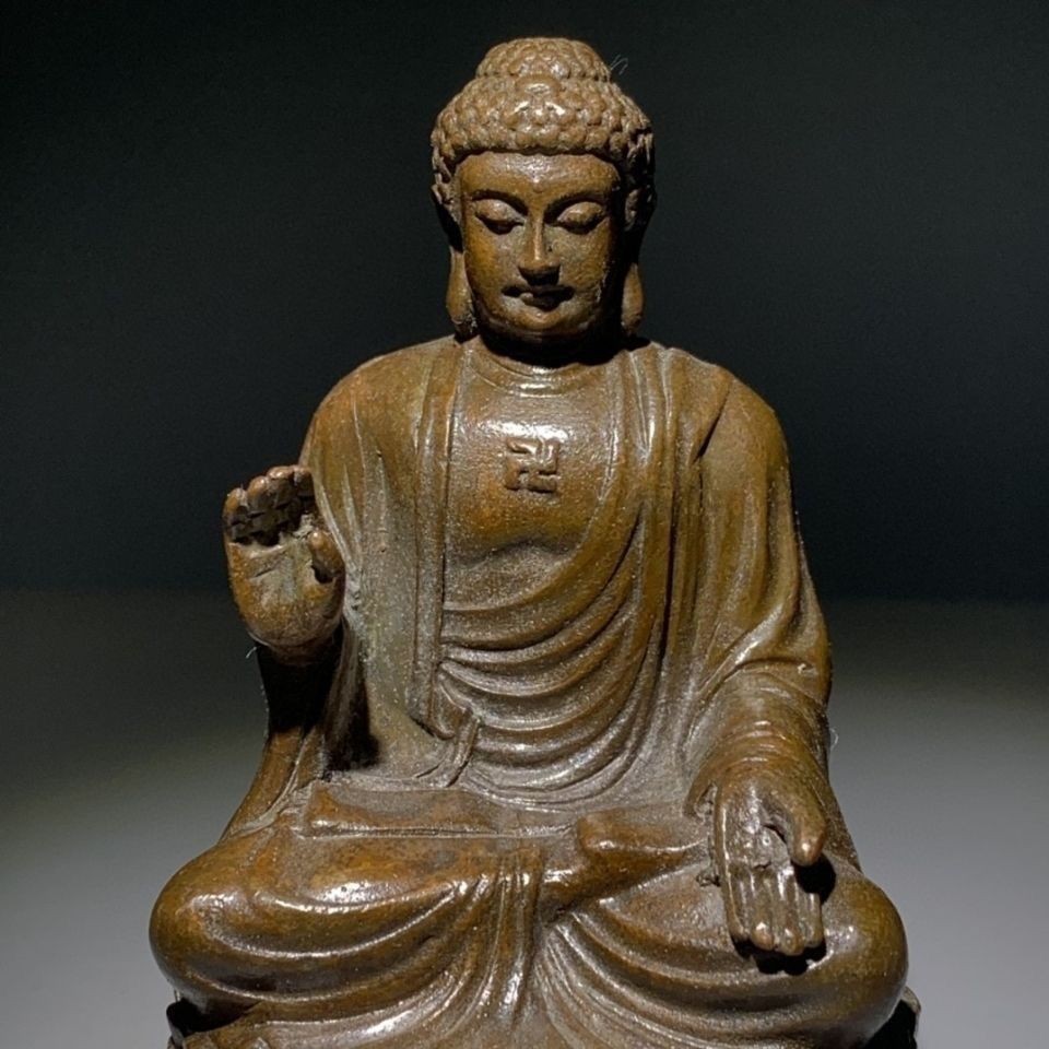 Vintage Alloy Sakyamuni Buddha Statue Hollow Interior Worship Collectible Decor