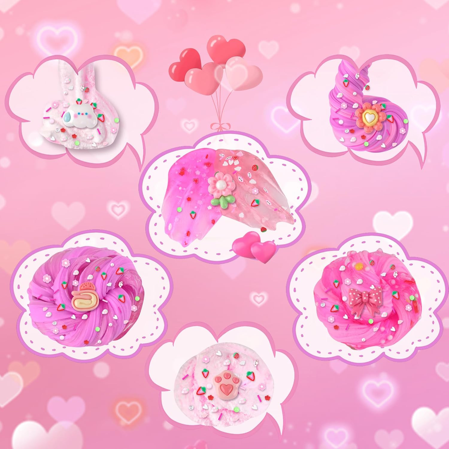 6 Pack Slimes, Pink Slime Kids, Cloud Slime Kit for Girls Ages 8-12, Toys for Gi