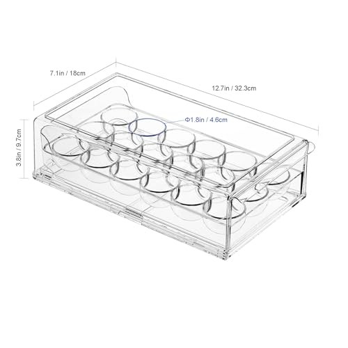 BPA Free Refrigerator Organizer Bins, Stackable Egg Holder, 18 18 Egg Holder