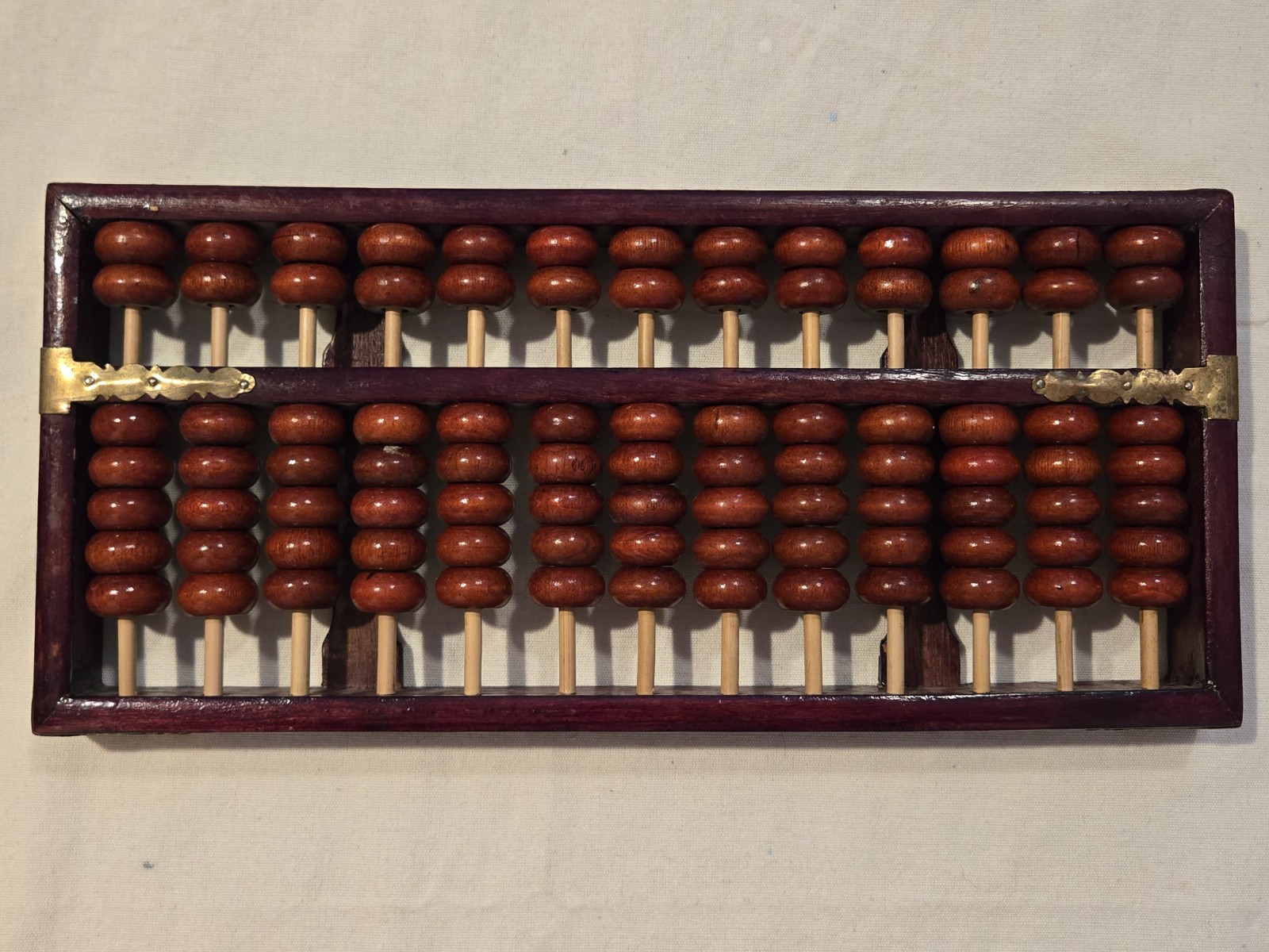 Cherry Color Wood Brass Abacus Diamond Brand Chinese Adornment