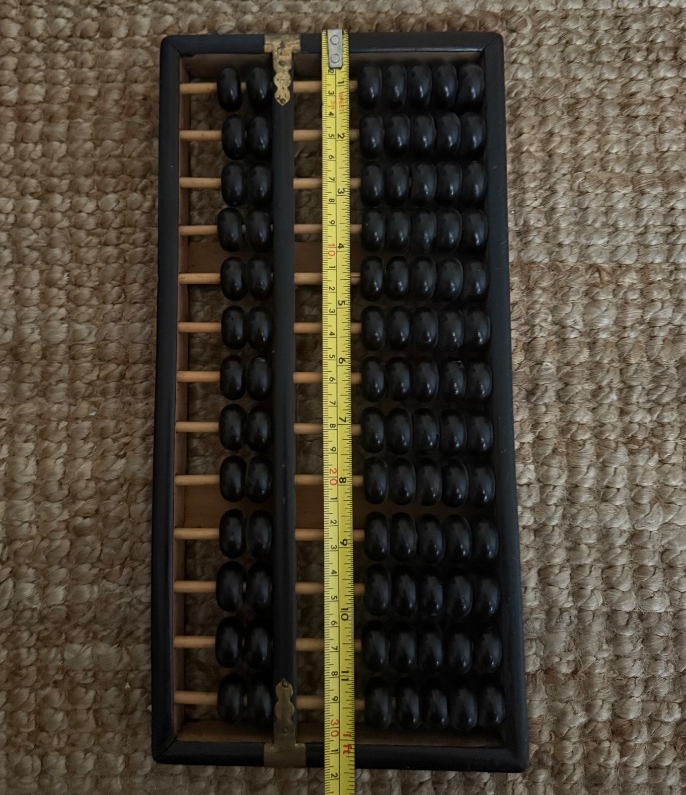 Vintage Chinese Lotus Flower Brand Wood Wooden Abacus Brass Accents 12″x6″