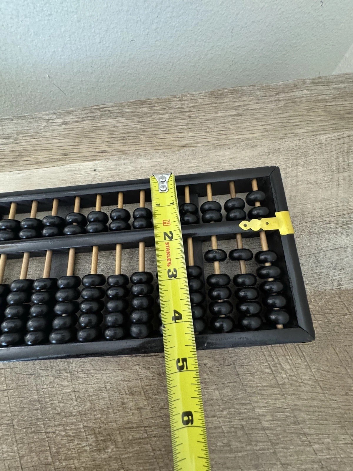 Chinese Abacus 13 Row 91 Bead Wood & Brass Lotus Flower Brand Vintage