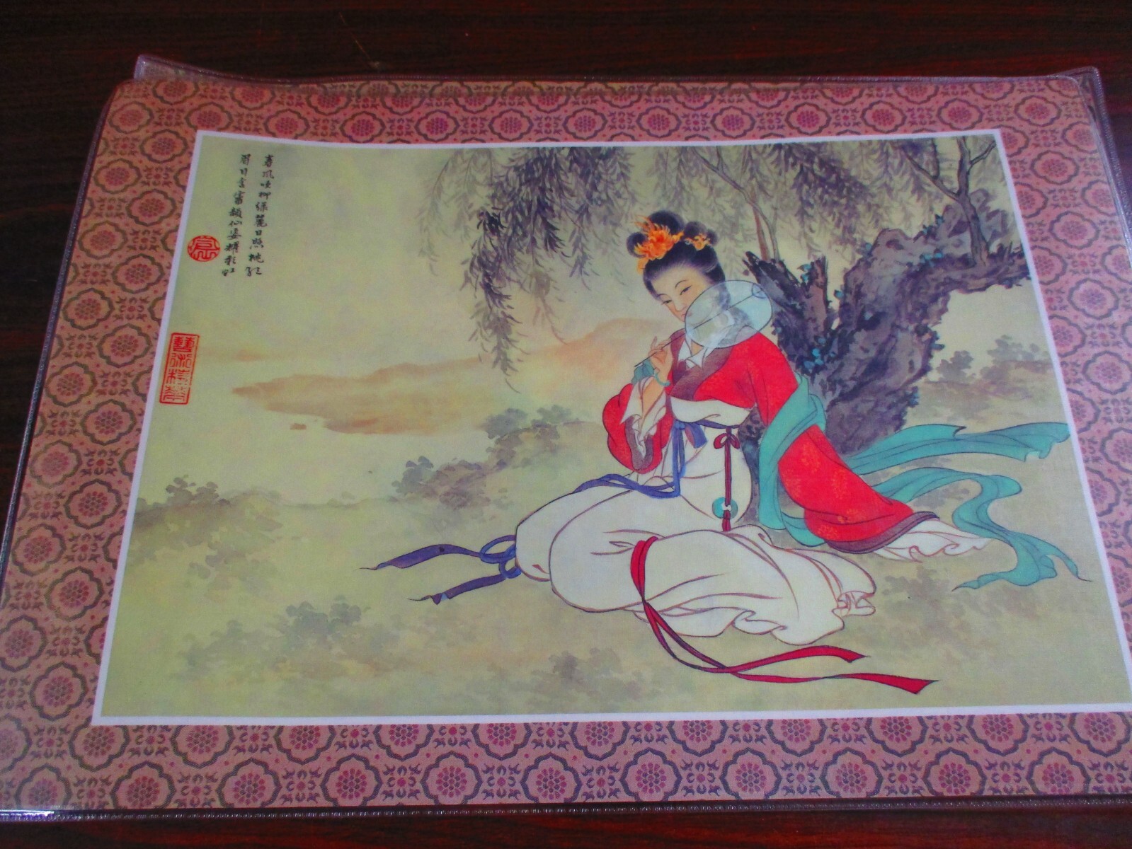 Chinese Traditional Flowers & Birds, 6 Place Mats, Both Sides Shown, NIB
